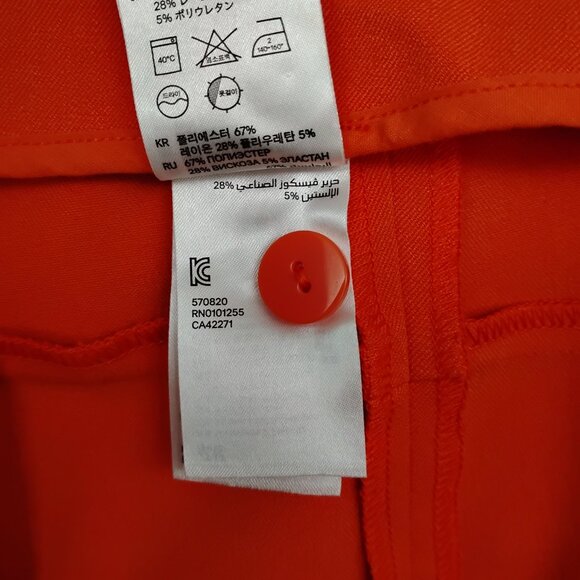H&M Dressy Pants Size 6 Orange Side Shown Silver Zipper No pockets Slim Leg NWT - Picture 7 of 9